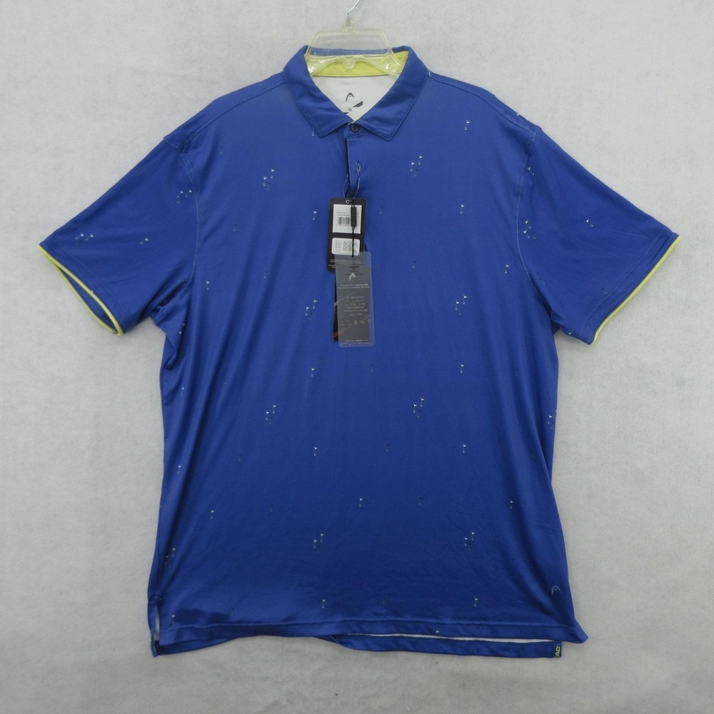 Head Golf Polo Shirt Mens XL Blue Flag Performance Stretch UV Protection New